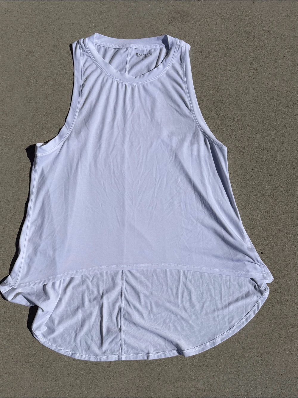 Athleta Zephyr High Neck Muscle Tank Top White Size Medium High Low Racerback